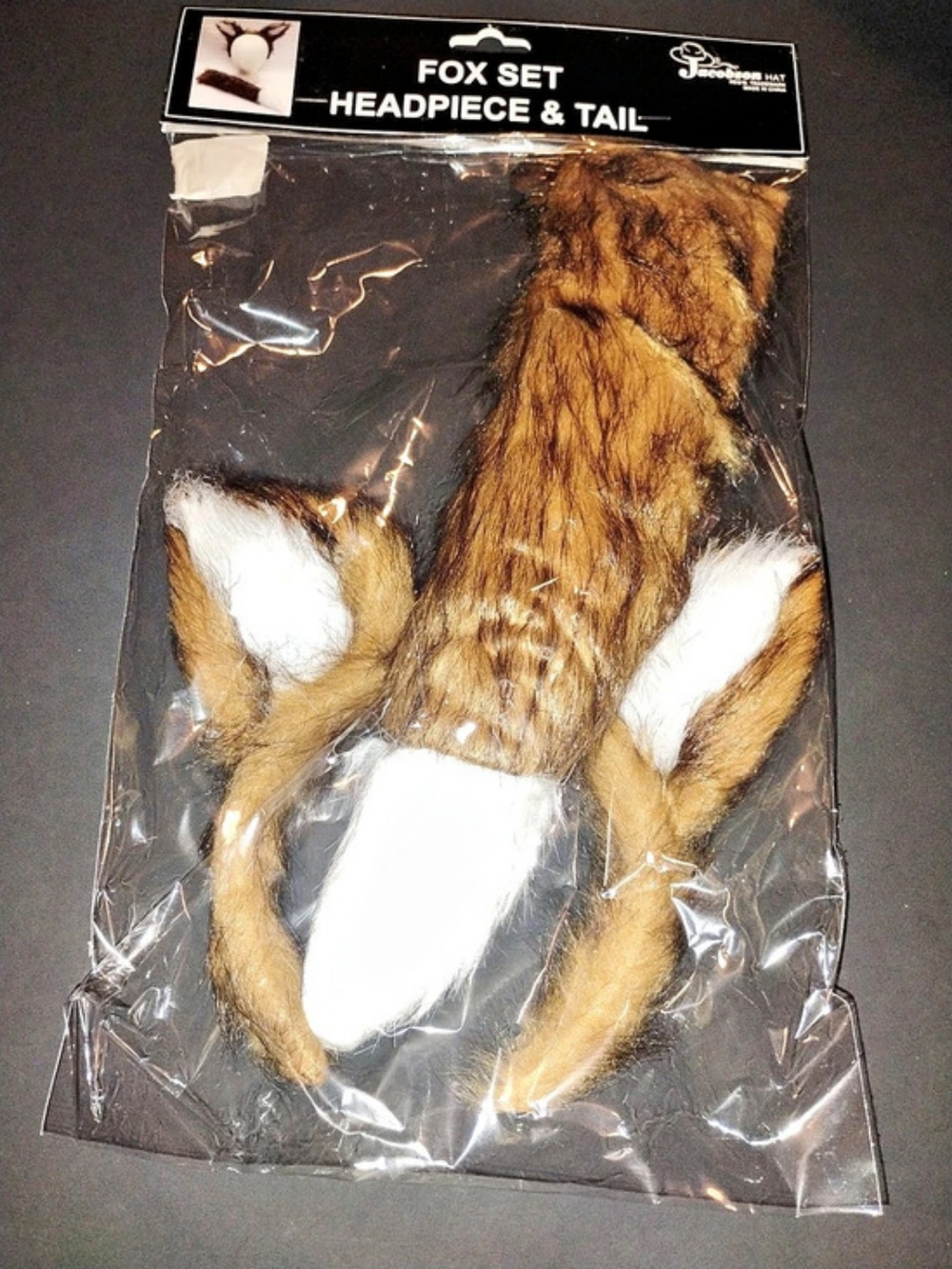 Jacobson Hat Fox Set Headpiece & Tail Brown & White NWT